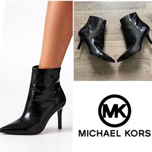 Michael Kors Black Patent Leather Heeled Boots Size 7.5 Women 7 1/2